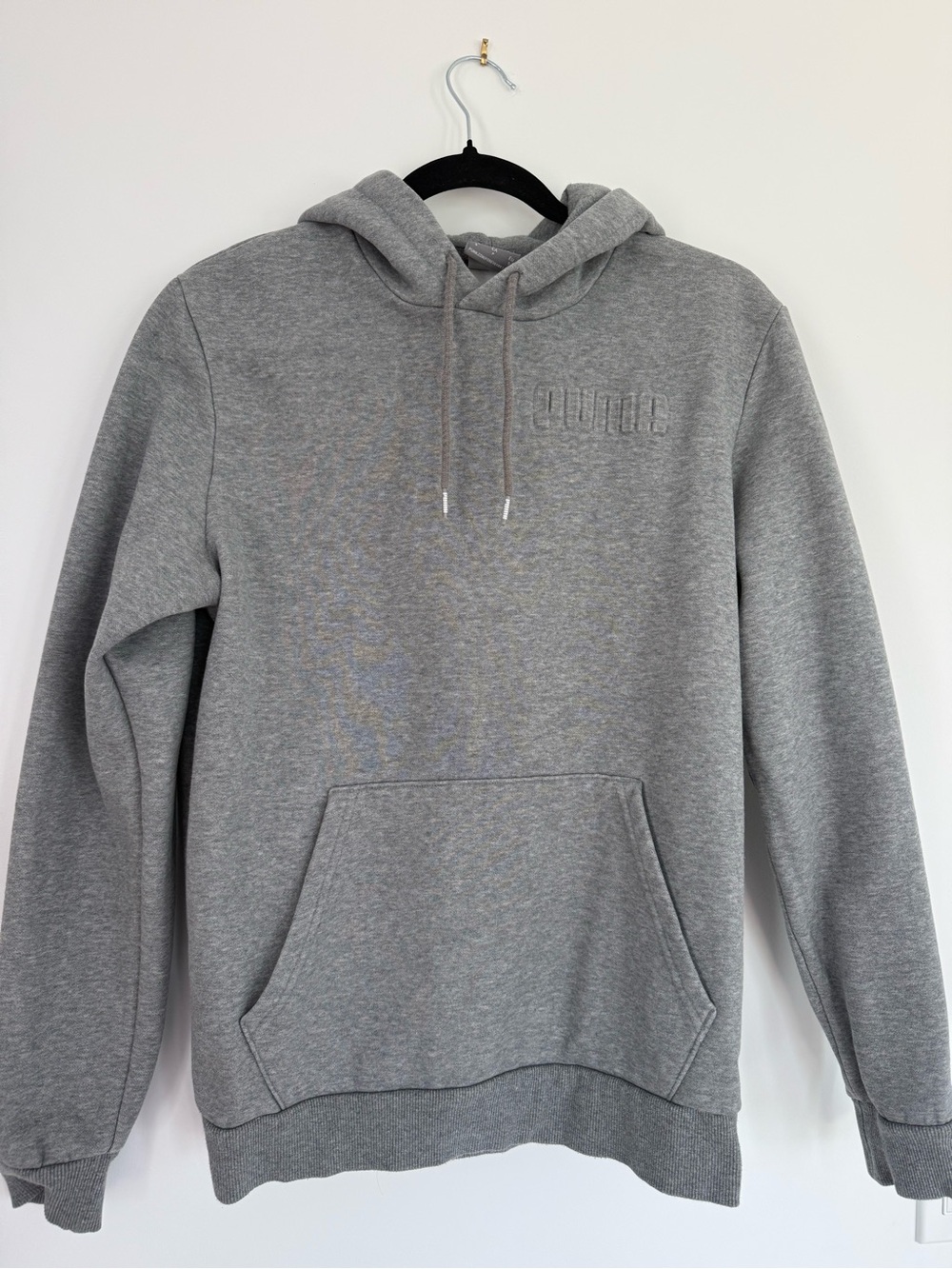 Puma Gray Embossed Logo Pullover Hoodie